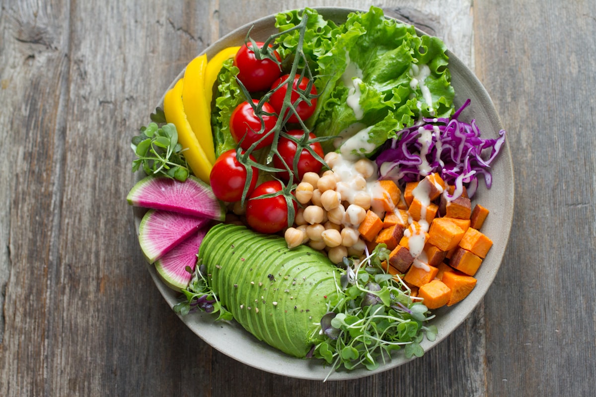 Mediterranean style meal with olive oil and fresh herbs